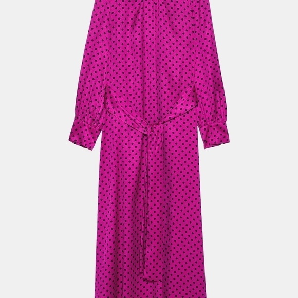 NWT ZARA POLKA DOT FUCHSIA SMALL DATE NIGHT MIDI DRESS - Picture 8 of 8